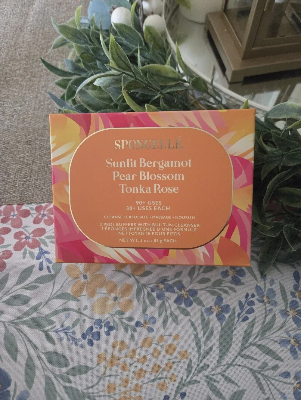 Spongelle Sunlit Bergamot Pear Blossom Tonka Rose Cleansing Pedi-Buffer
